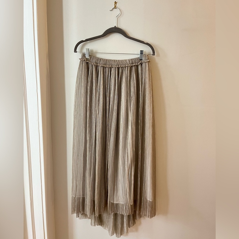 Isabel Marant Etoile Dolmenae Sheer Metallic Knit Maxi Skirt Champagne - Picture 4 of 8